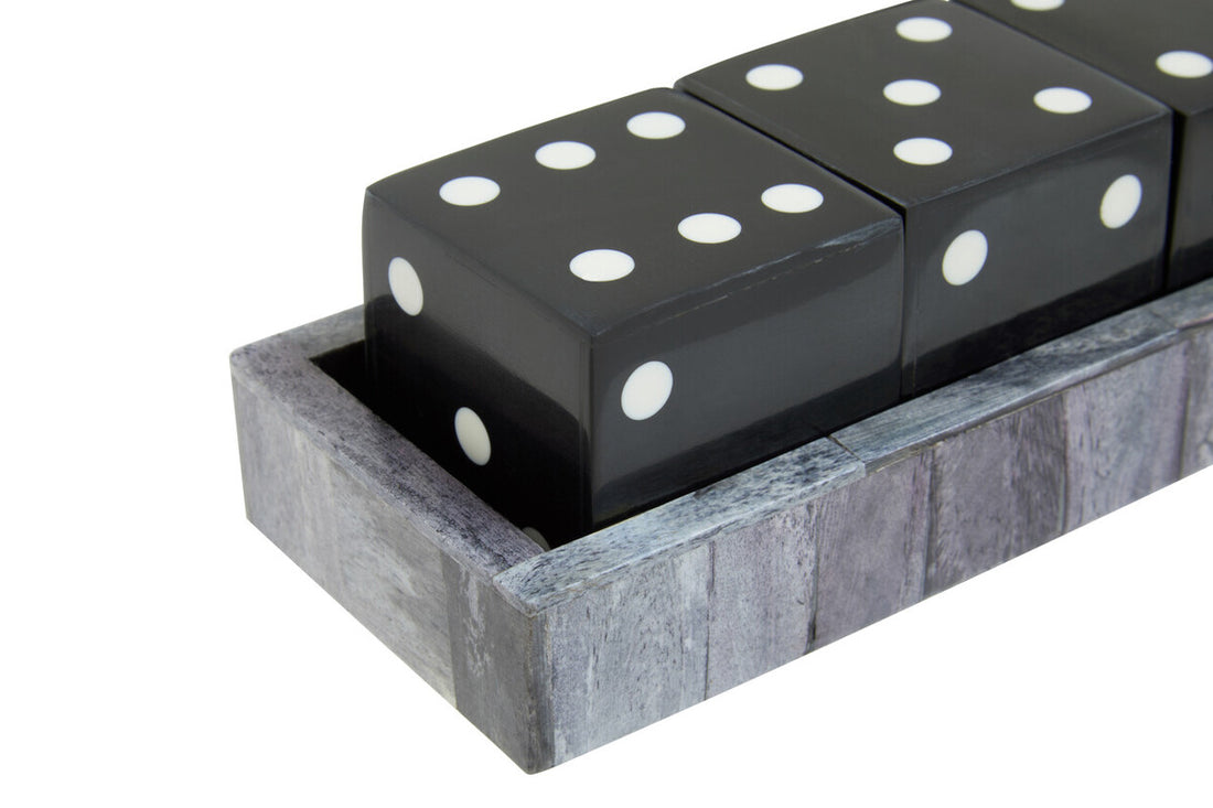 Churchill Games Grey Bone Dice Set with Black Dice - Image 3