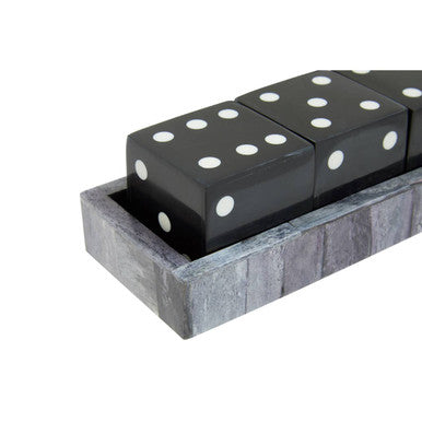 Churchill Games Grey Bone Dice Set with Black Dice