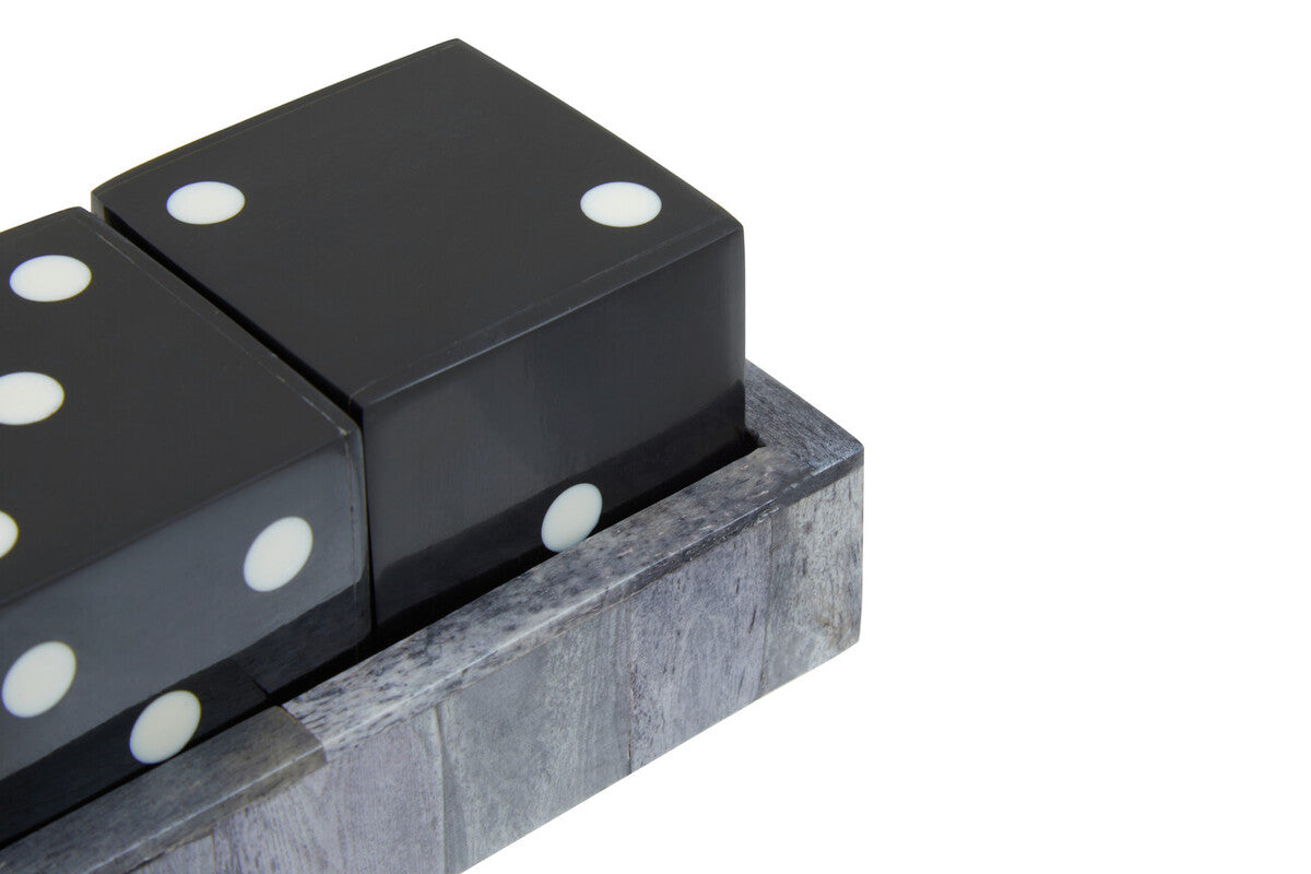 Churchill Games Grey Bone Dice Set with Black Dice