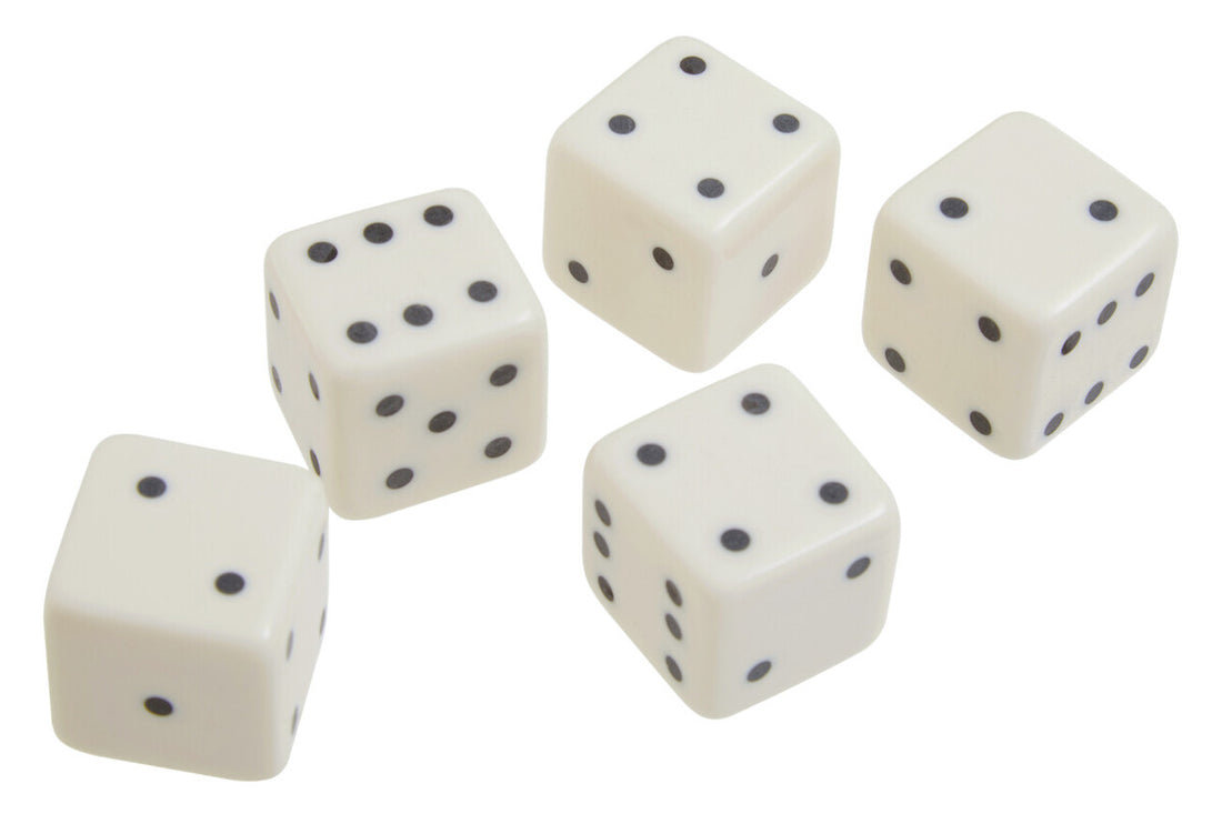 Churchill Games White and Gold Dice Box with Five White Dice - Image 5