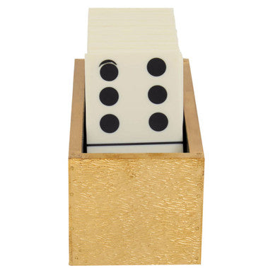 Churchill Games White and Gold Domino Set with White Dominoes