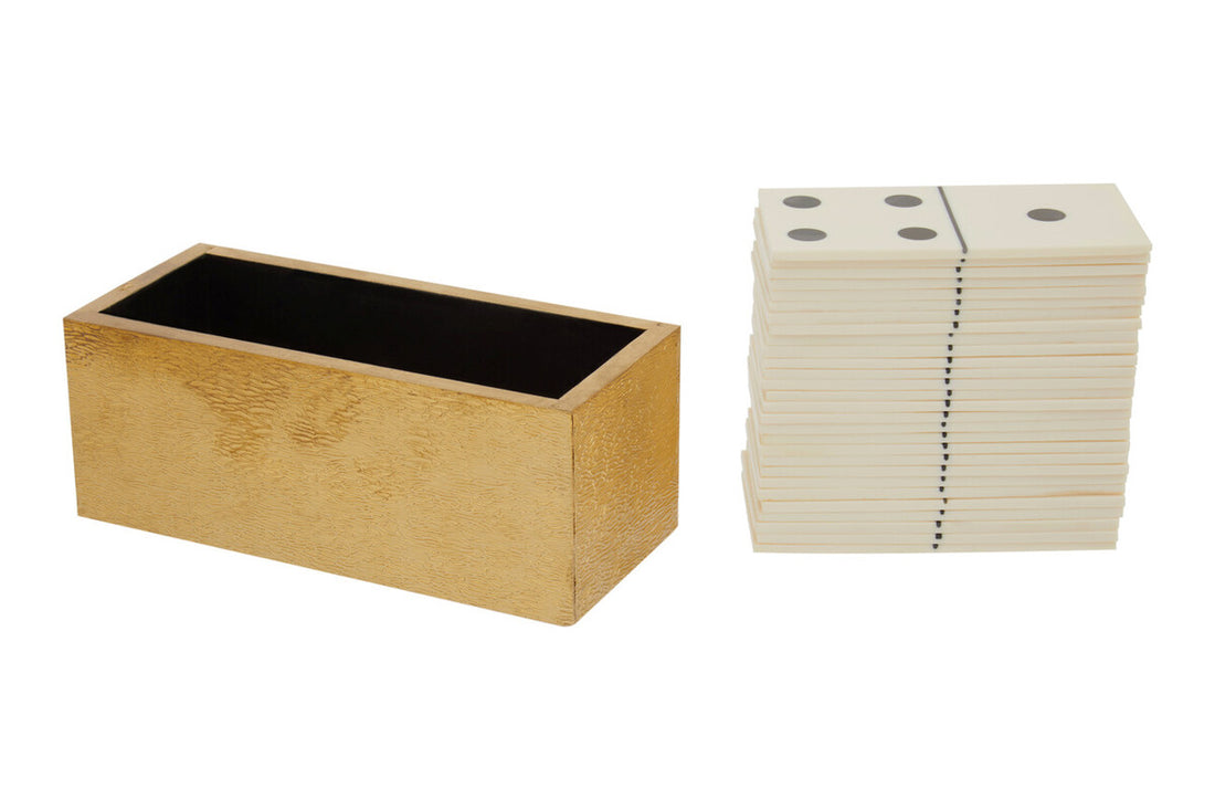 Churchill Games White and Gold Domino Set with White Dominoes - Image 3