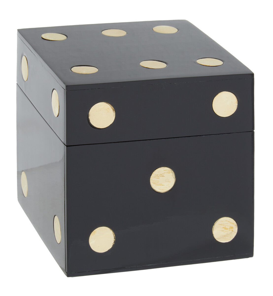 Churchill Games Black and Gold Dice Box with 5 Black Dice