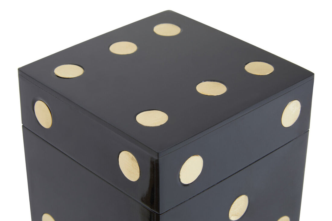 Churchill Games Black and Gold Dice Box with 5 Black Dice - Image 4