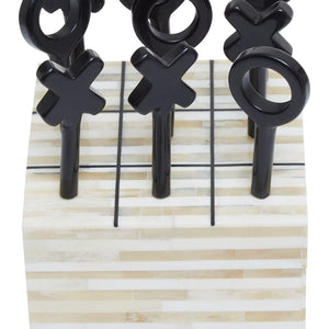 Cream and Black Bone Noughts & Crosses | Churchill Games