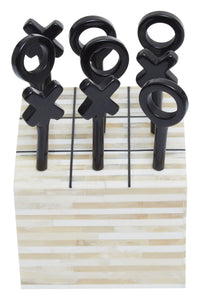 Cream and Black Bone Noughts & Crosses | Churchill Games