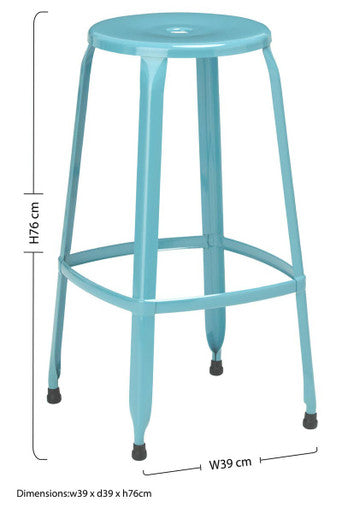 Disc Blue Powder Coated Metal Stool - image 3
