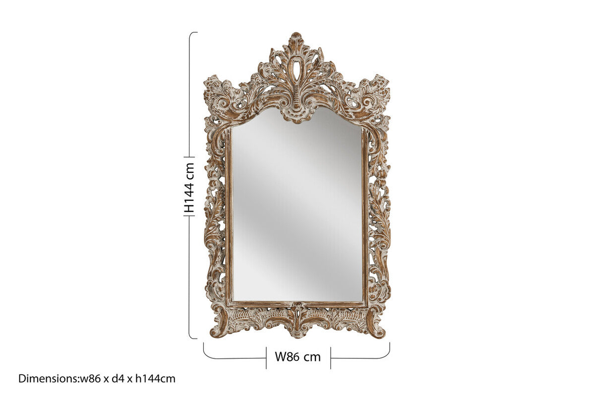 Brussels Baroque Style Dusty White Finish Wall Mirror