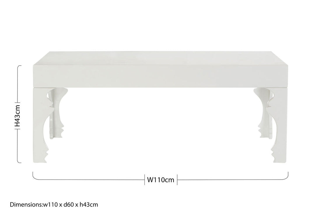Luis White High Gloss Finish Coffee Table