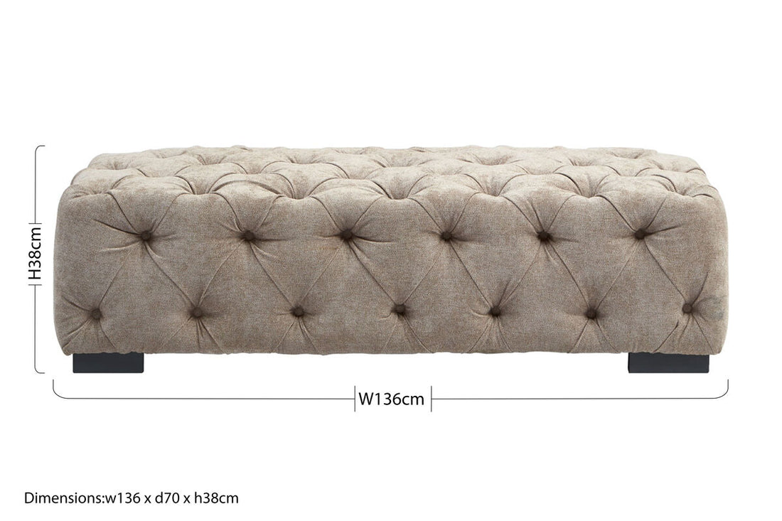 Fenton Natural Fabric Tufted Rectangular Footstool - Image 8