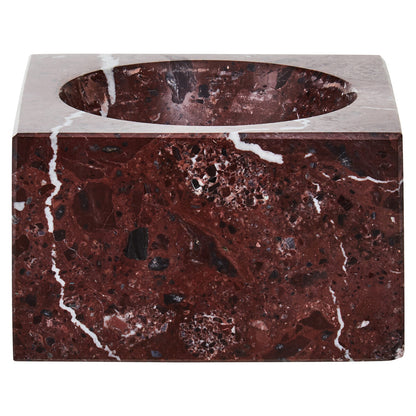 Marble-patterned square container on a white background