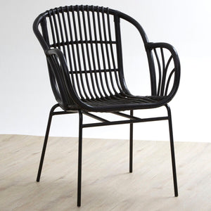 Lagom Black Rattan Chair with Metal Legs