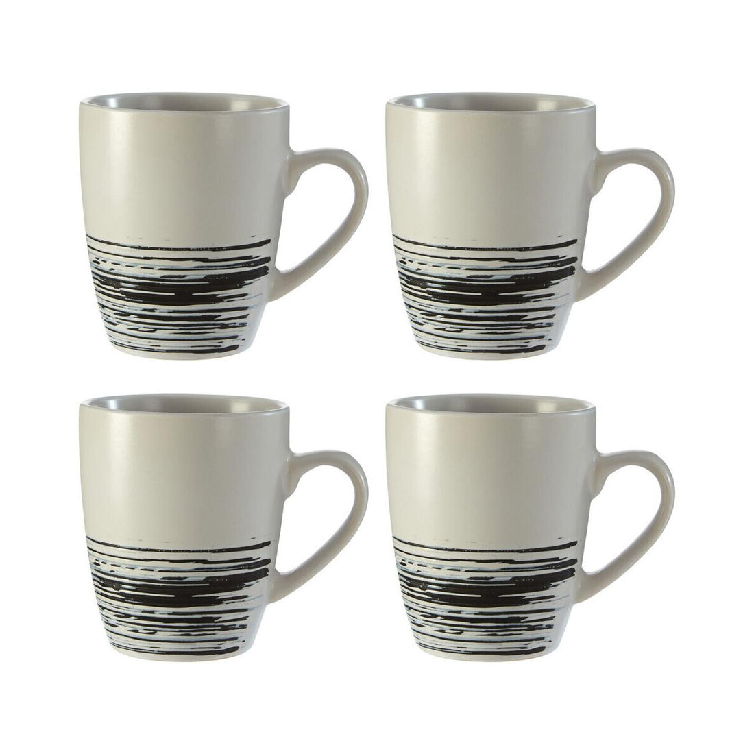 Middag Set Of 4 White And Bark Effect Mugs