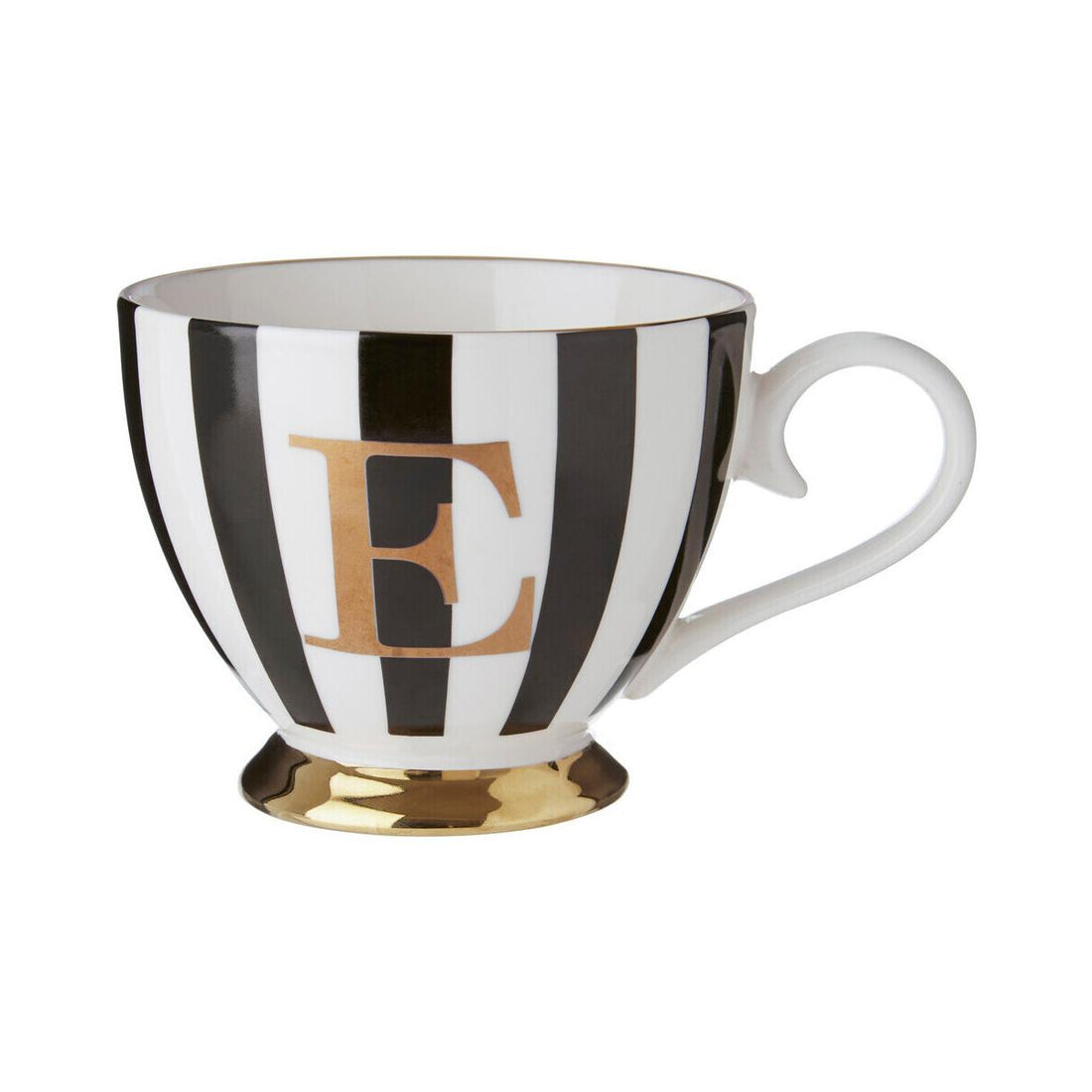 Duchess Black and White Monogram Mug, E