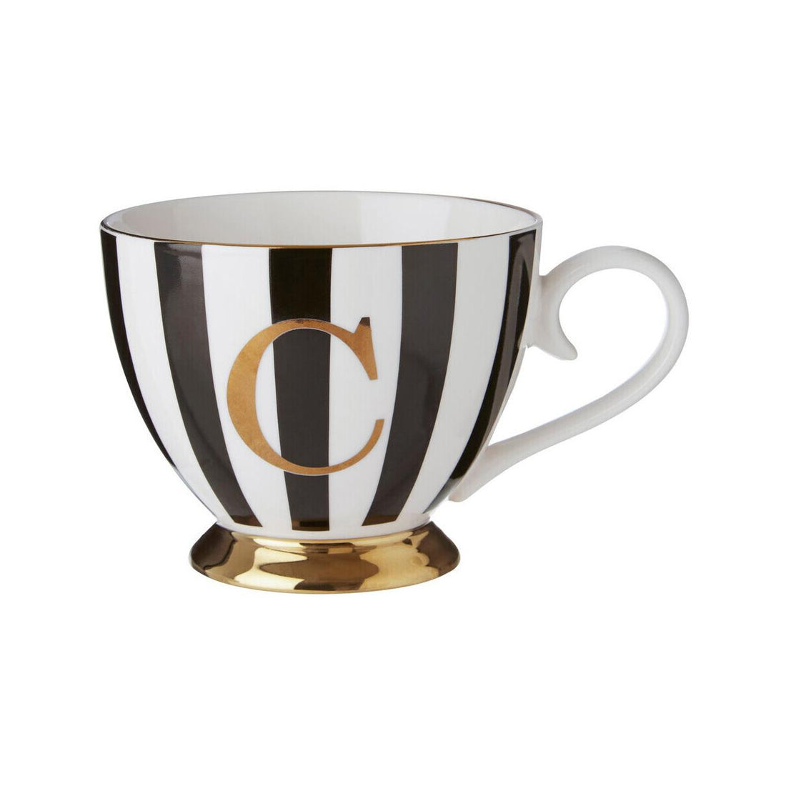 Duchess Black and White Monogram Mug, C