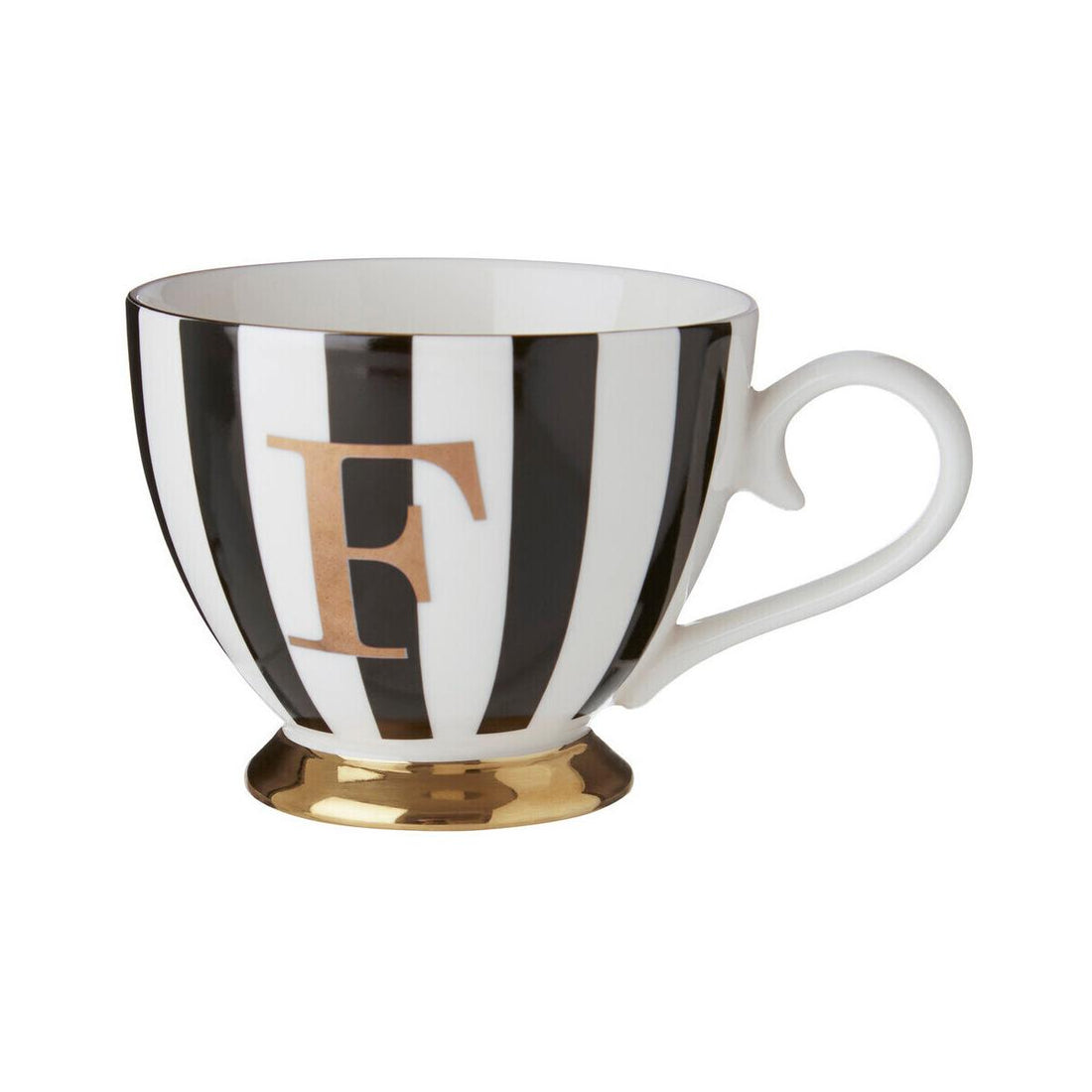 Duchess Black and White Monogram Mug, F