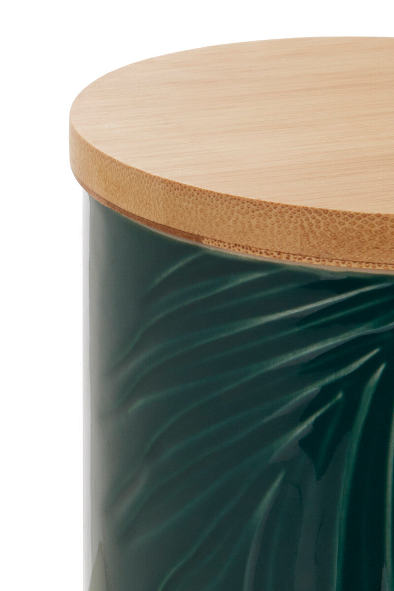 Bali Dark Green Small Storage Jar With Bamboo Lid