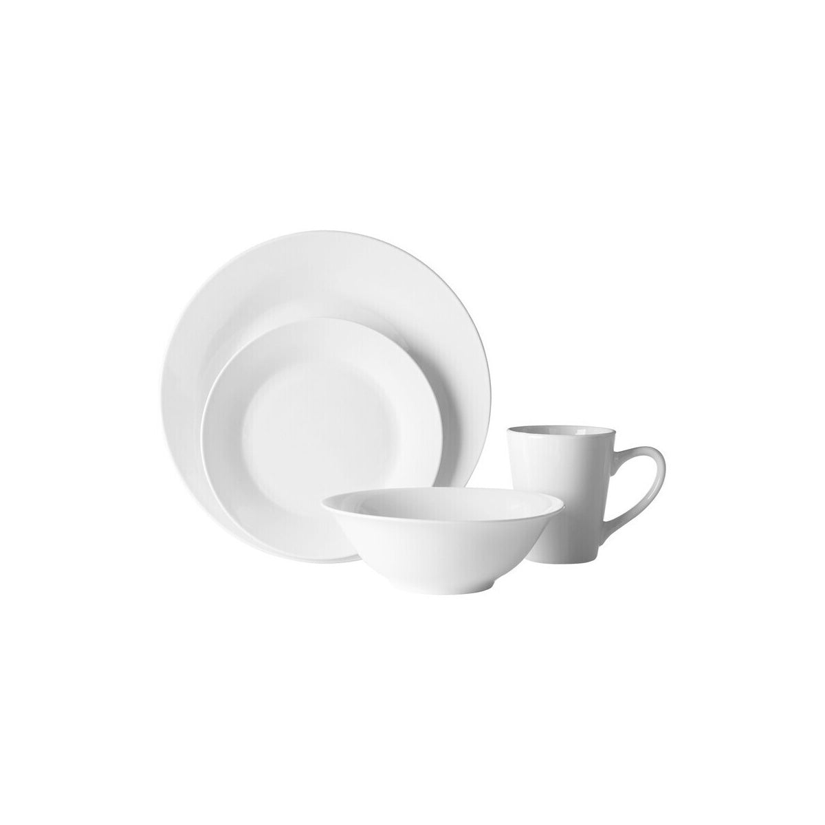Elmira 16pc White Porcelain Coupe Dinner Set