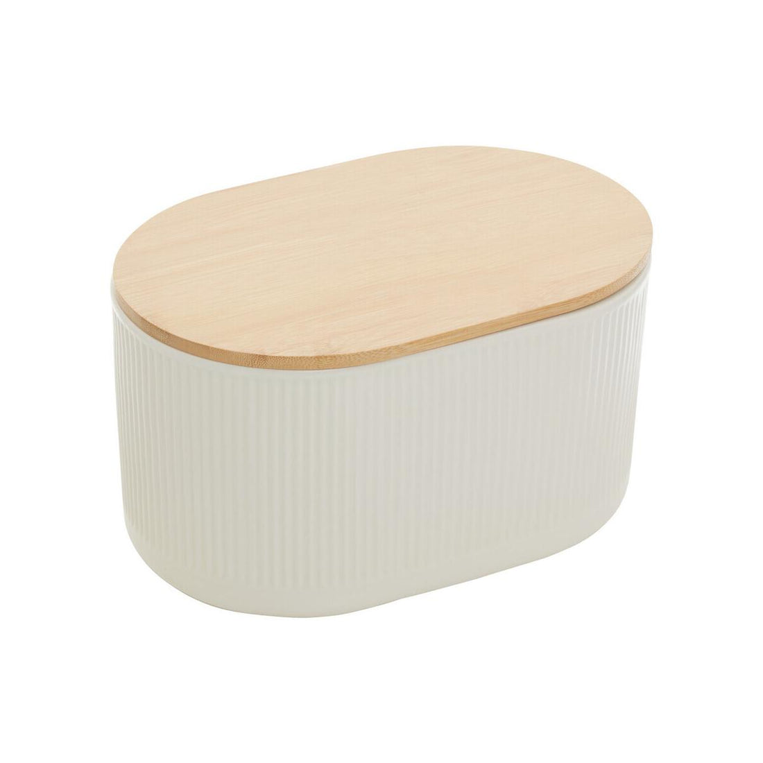 Geome Cream Bread Bin in Stoneware