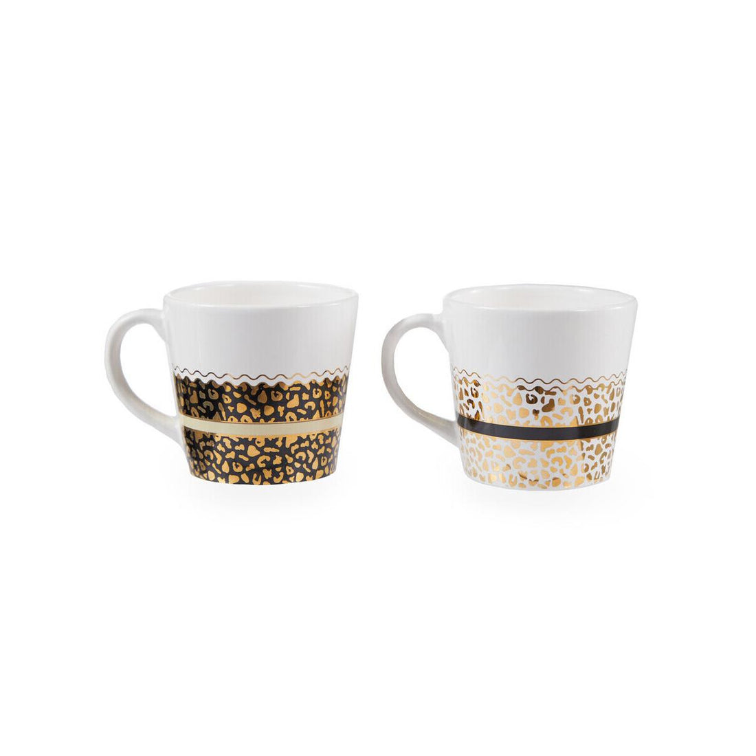 London Set Of Two Leopard Print Mugs
