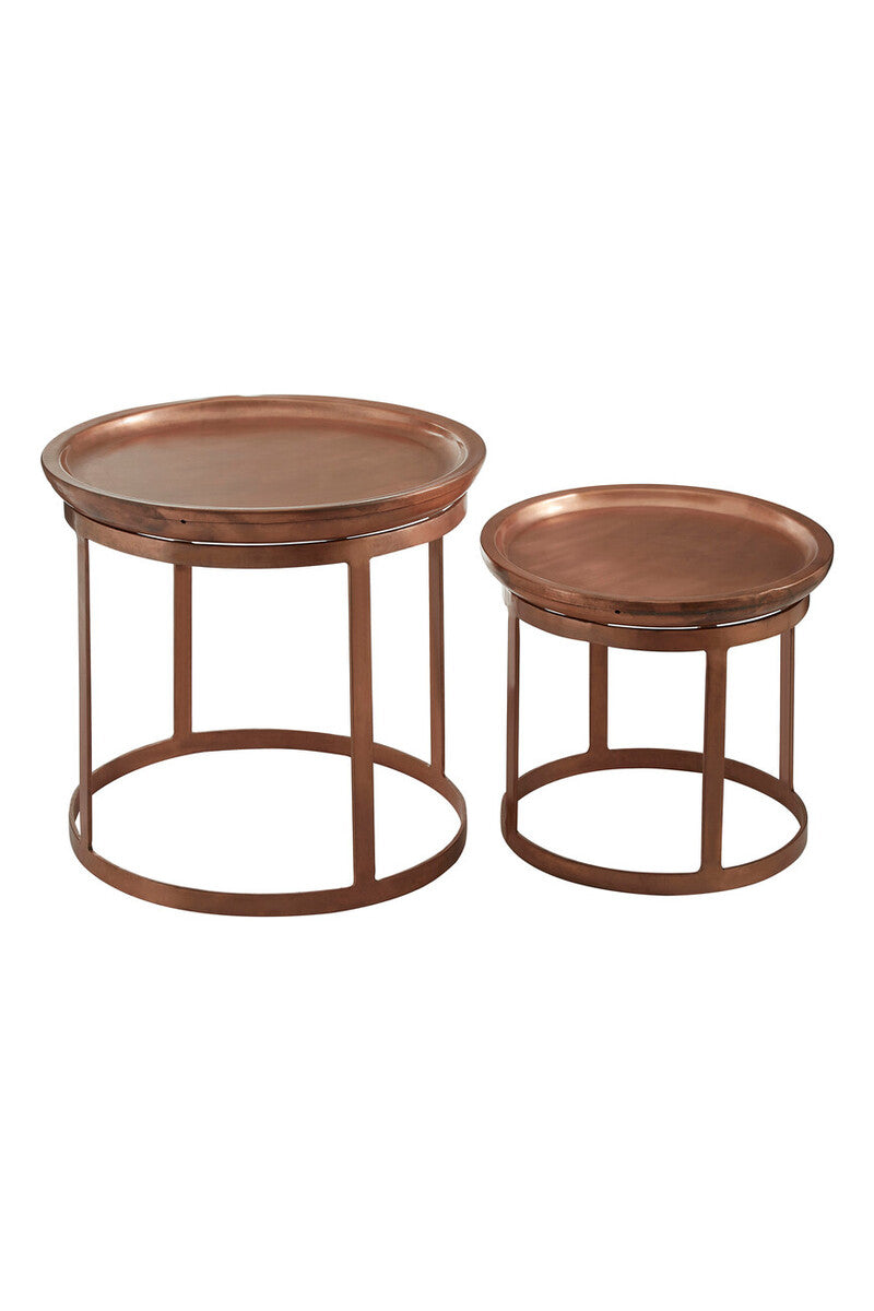 Crest Set Of Two Copper Finish Iron Tables - Image 3