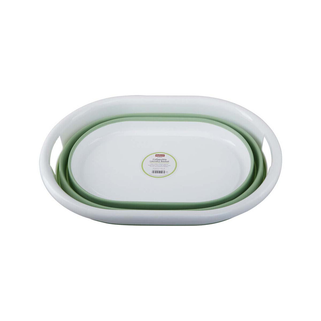 Averill Oval Collapsible Laundry Basket in Green and White