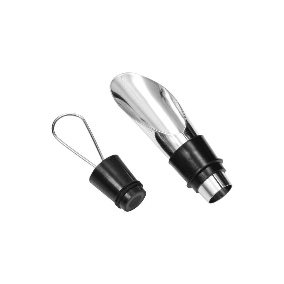 Mancini Chrome And Plastic Wine Pourer And Stopper