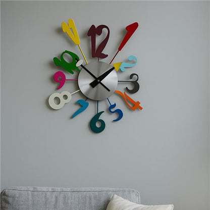 Colorful wall clock on a gray wall