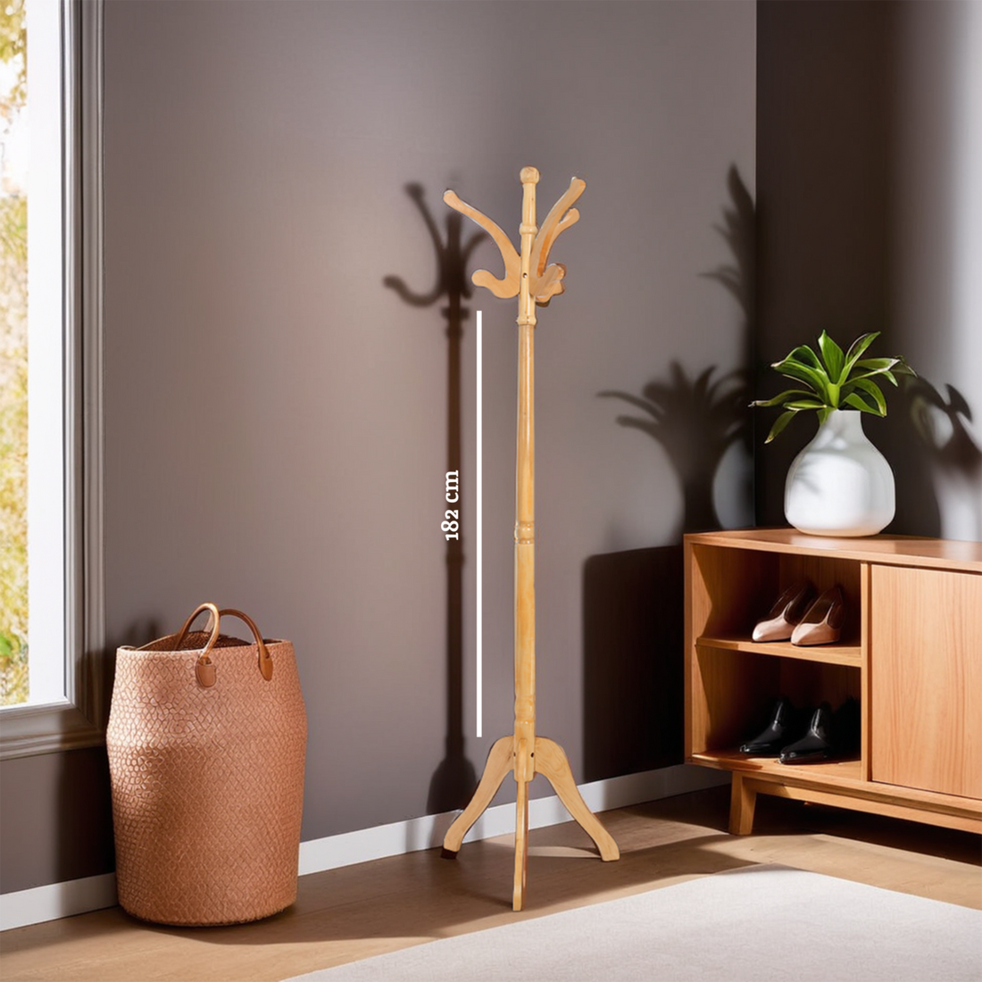 Kennedy Natural Finish Light Wooden Coat Stand - Image 11