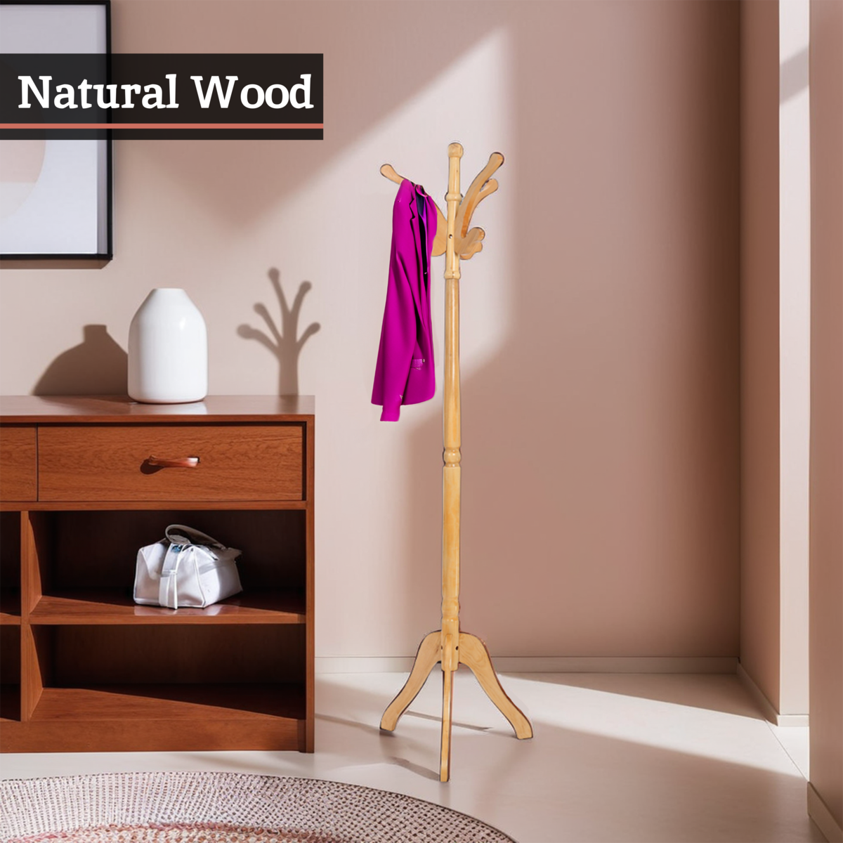Kennedy Natural Finish Light Wooden Coat Stand