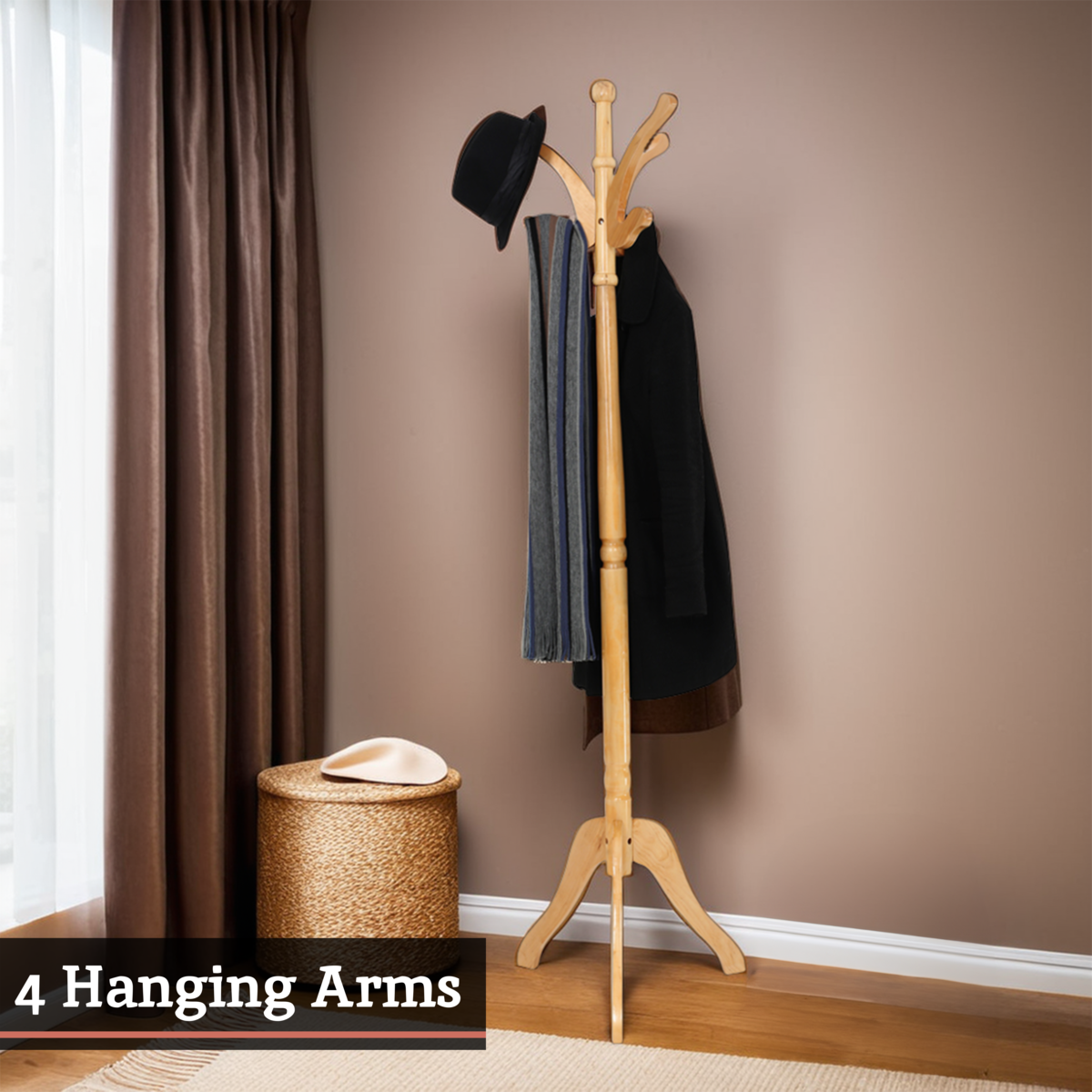 Kennedy Natural Finish Light Wooden Coat Stand