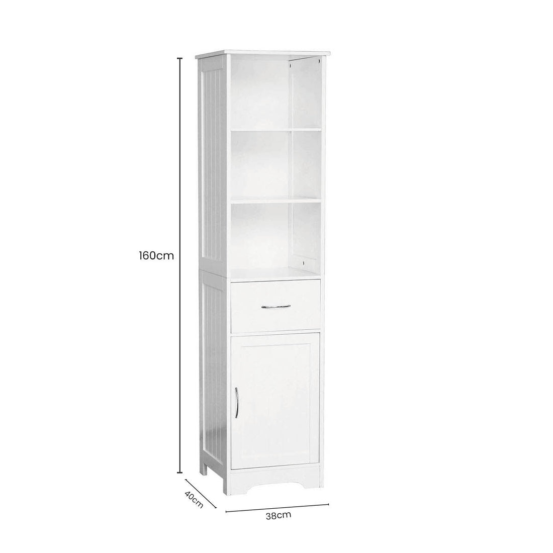 Portland White Wood Floor standing Cabinet With Shelves