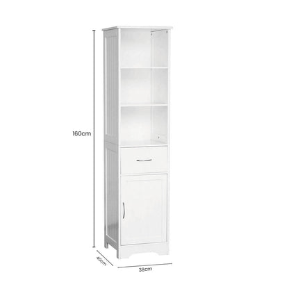 Portland White Wood Floor standing Cabinet With Shelves