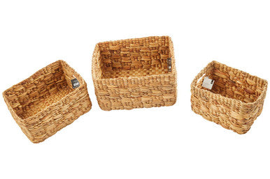Set of 3 Natural Water Hyacinth Storage Baskets  1901339
