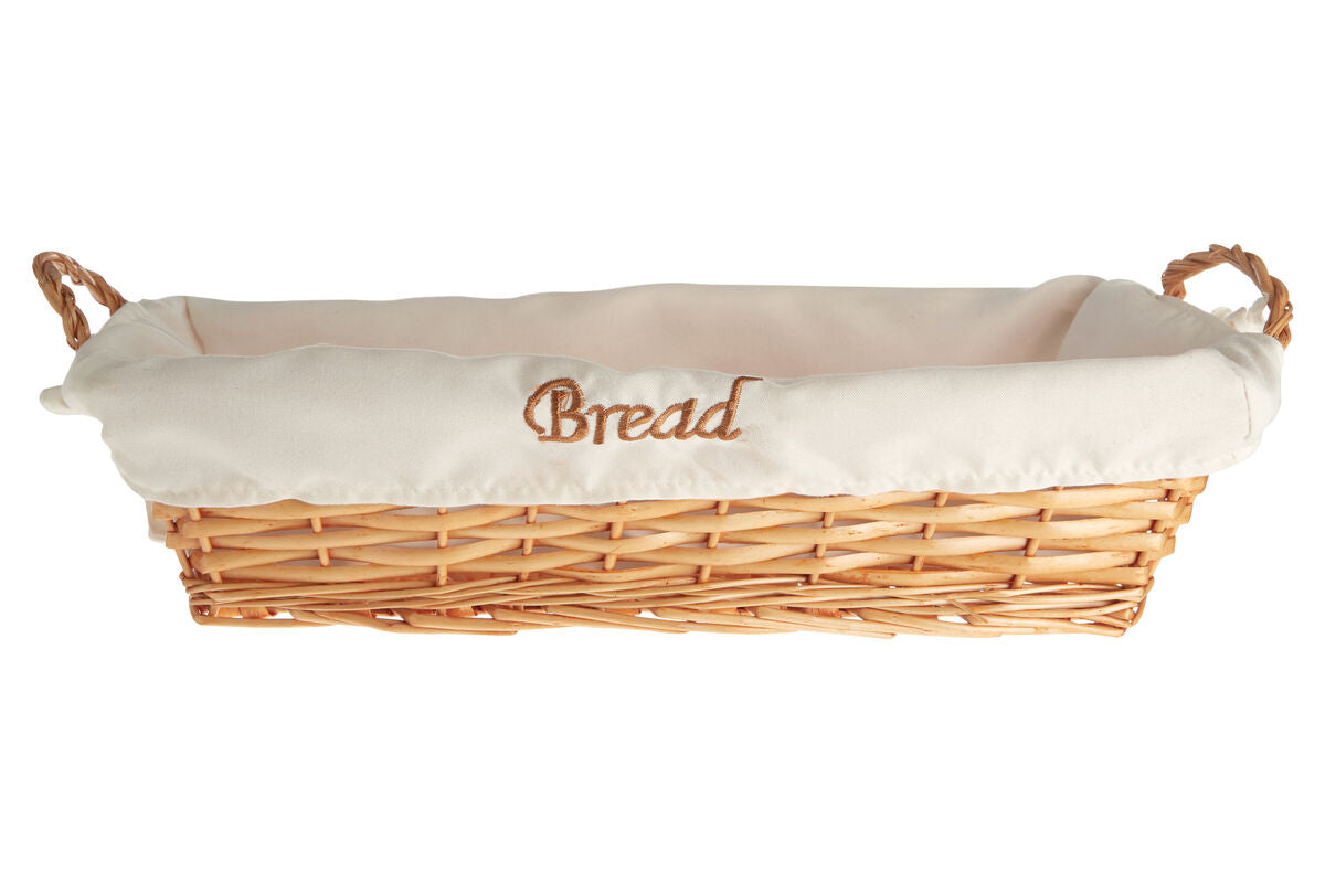 Willow Rectangular Wicker Bread Basket With Cream Inner