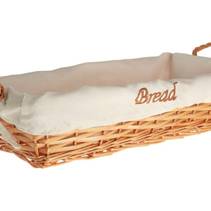 Willow Rectangular Wicker Bread Basket With Cream Inner