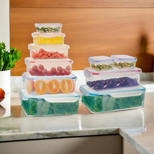 Herrela 5Pc Square Food Containers With Airtight Lids