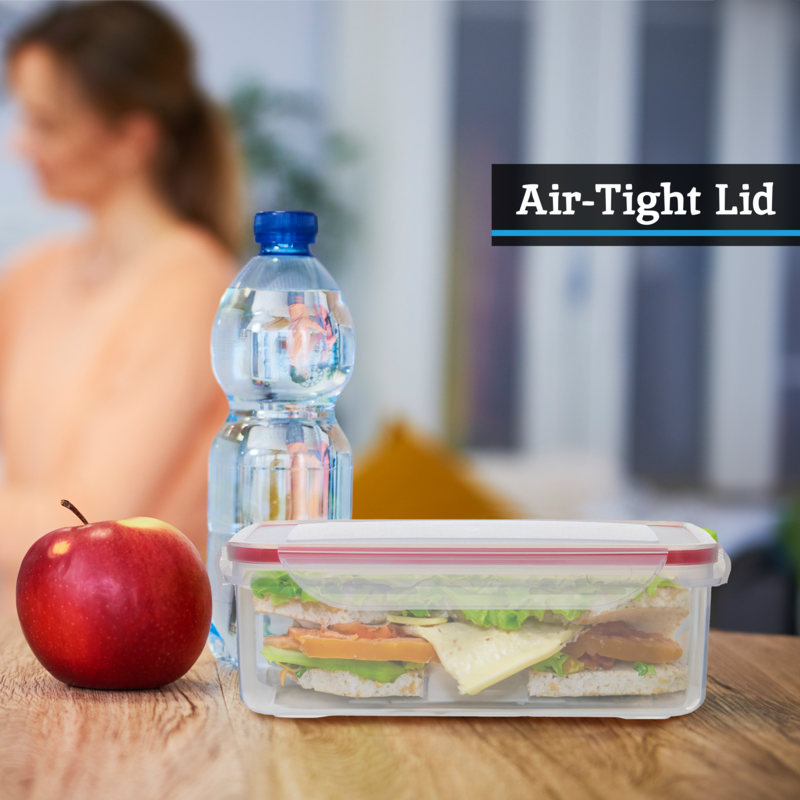 Herrela 5Pc Square Food Containers With Airtight Lids