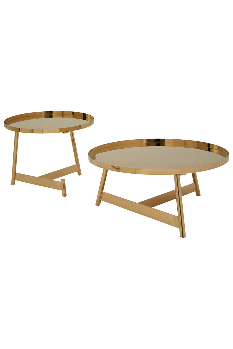 Alvaro Gold Set Of 2 Round Coffee Tables - Image 4