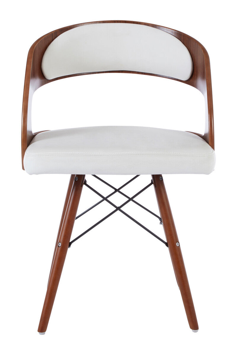 Parkar White Leather Effect Chair with Curved Back - image 1