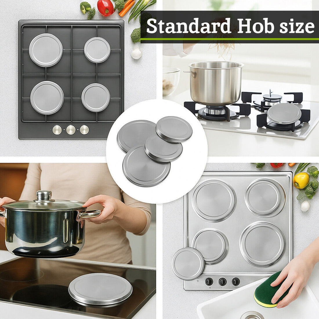 Omega Set Of Four Stainless Steel Hob Covers - Image 6