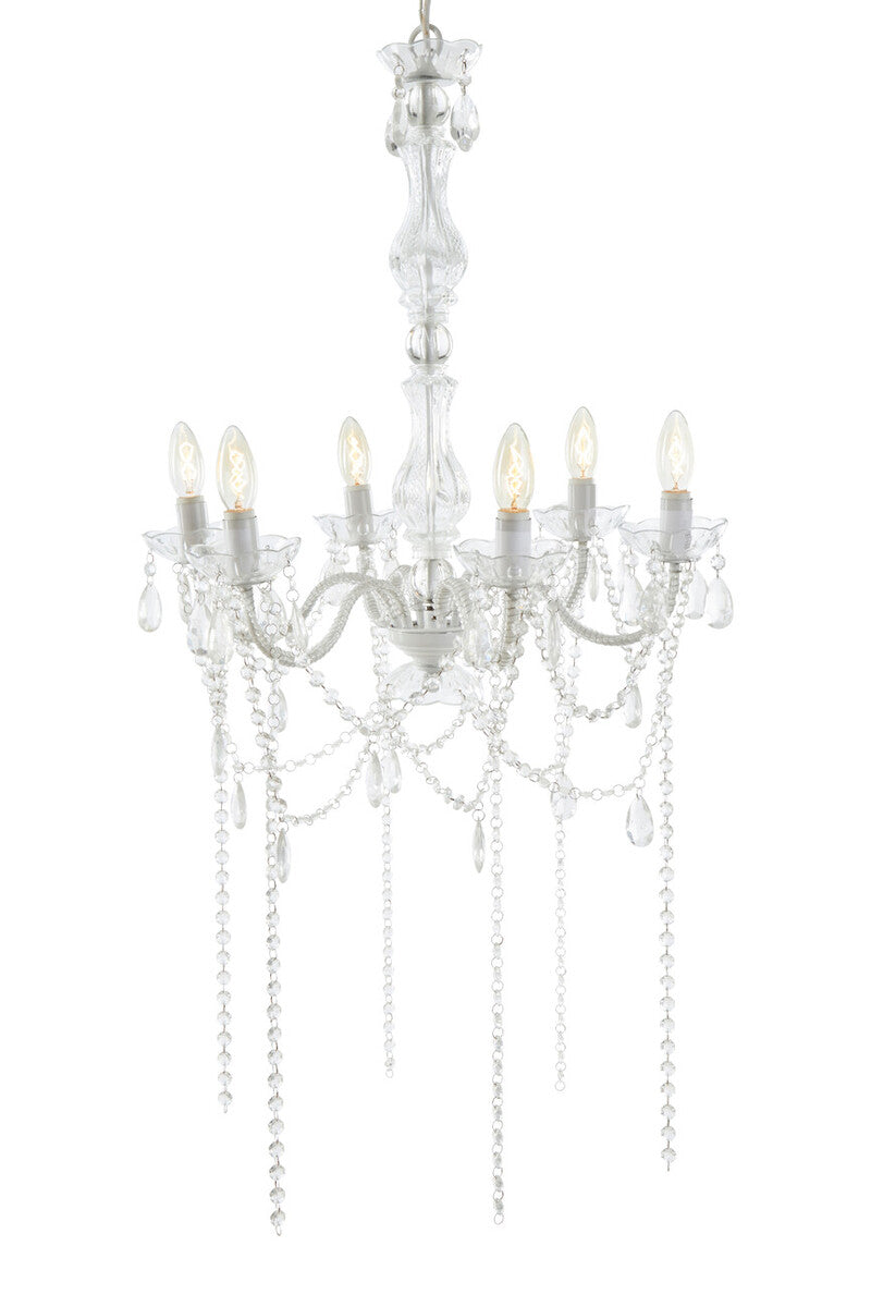 Large Clear Six Arm Chandelier With Beads - Image 1