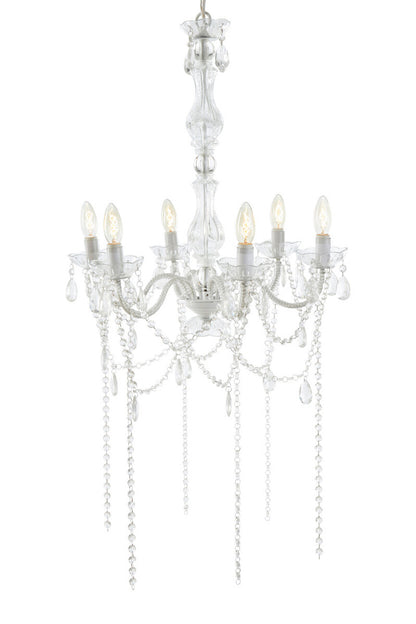 Large Clear Six Arm Chandelier With Beads - Image 1