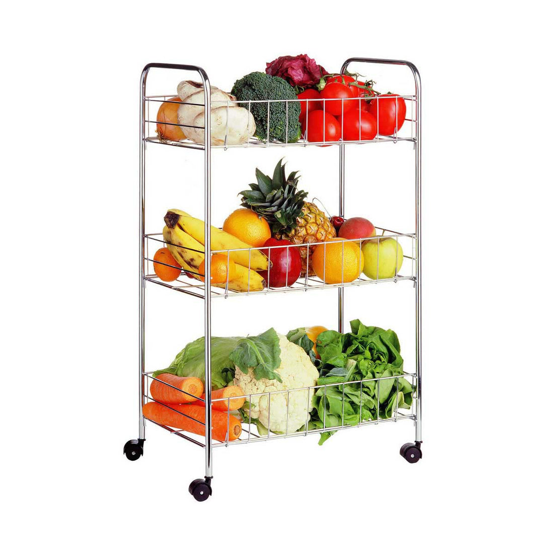 Franco 3 Tier Chrome Kitchen Storage Cart