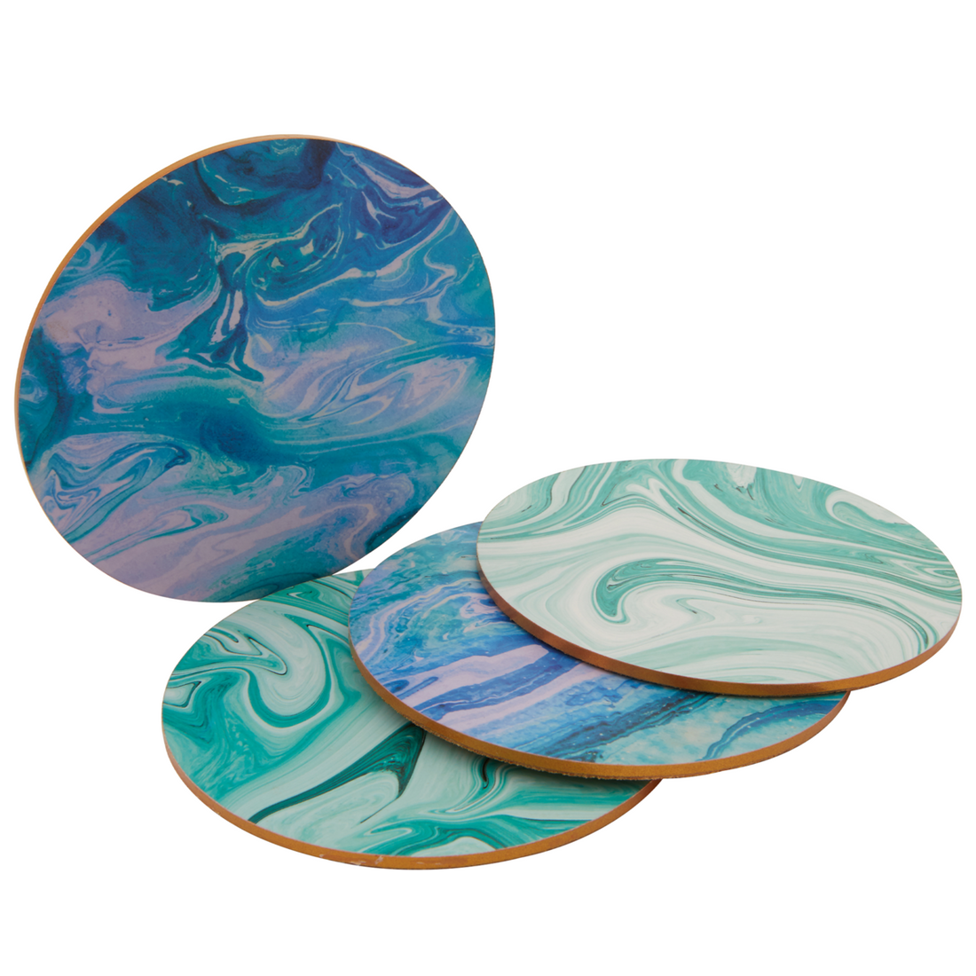 Mimo Set Of 4 Marble Wave Print Cork Coasters - Image 7