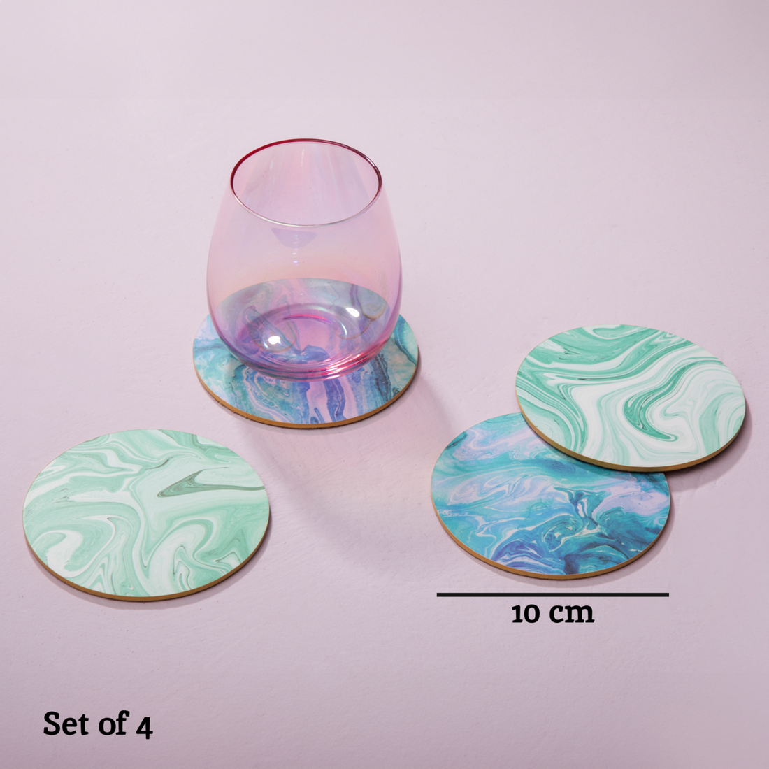 Mimo Set Of 4 Marble Wave Print Cork Coasters - Image 9