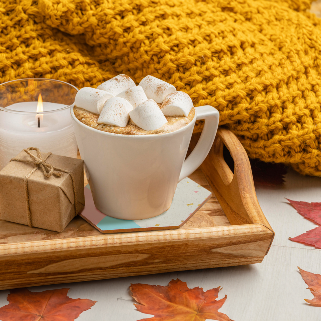 Mimo Set of 4 Hexagonal Patterned Cork Coasters - Image 2