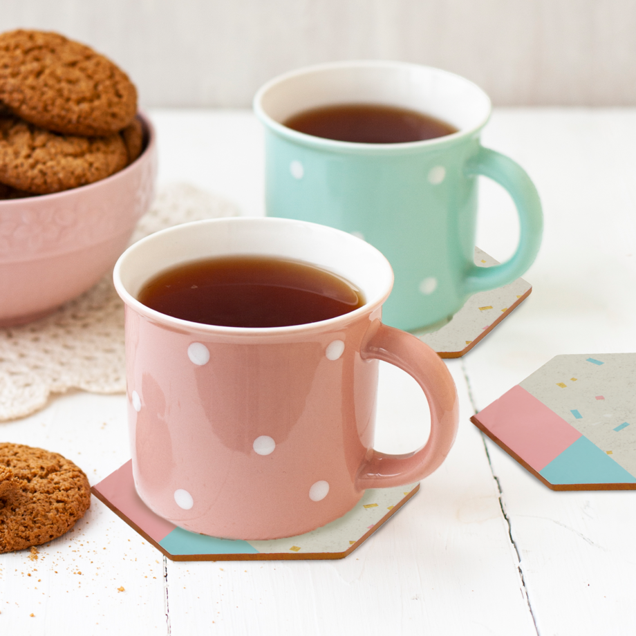 Mimo Set of 4 Hexagonal Patterned Cork Coasters - Image 4