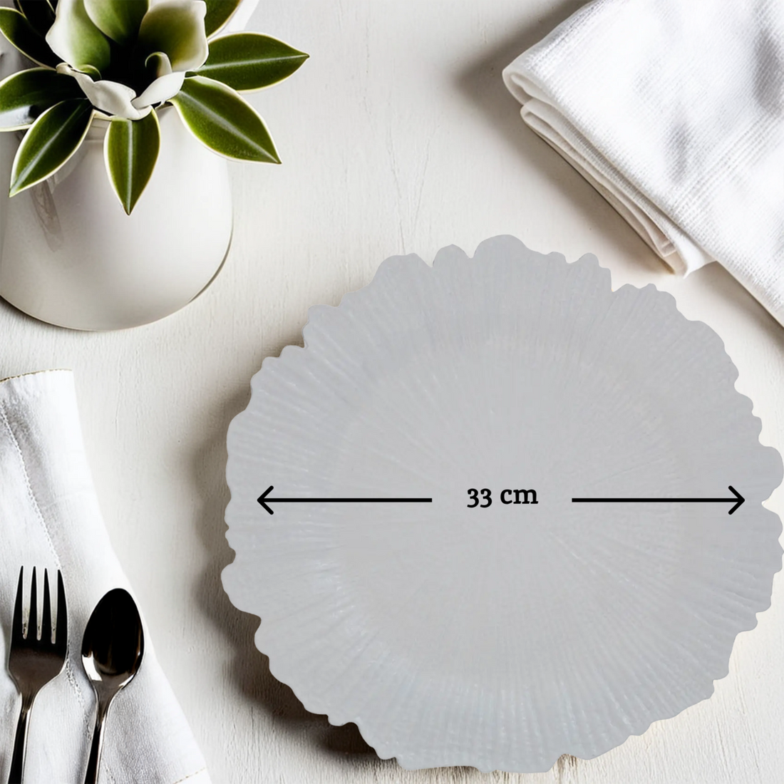 Dia White Finish Reef Charger Plate