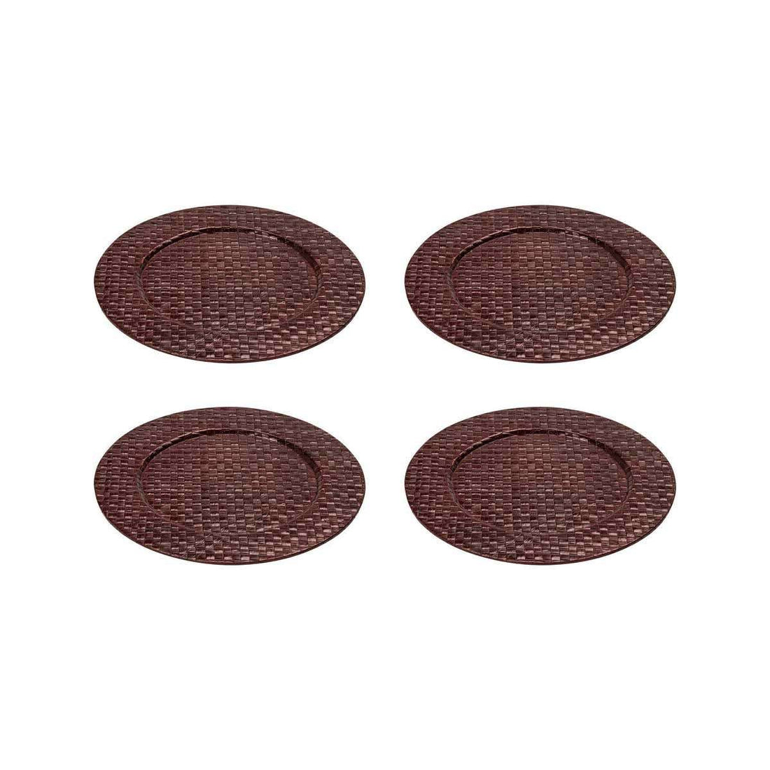 Set Of Four 33cm Dia Pandanus Brown Charger Plates - Image 1